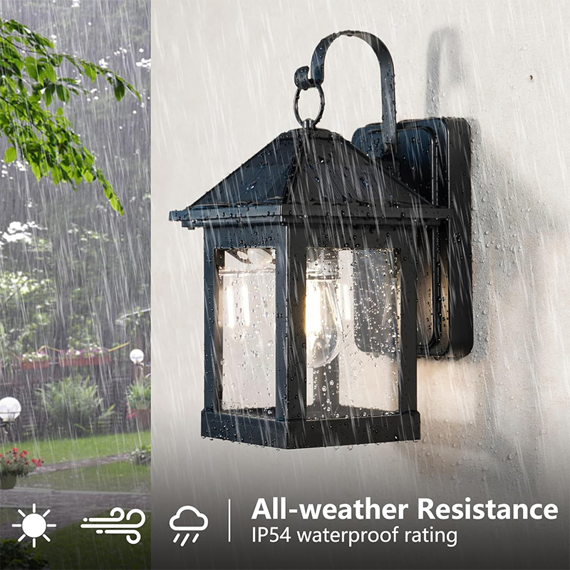 2025 NOVINKA 2 Pack Solar Outdoor Wall Lights pre plot predné dvere nepremokavý súmrak do úsvitu Senzor LED Sensor s 3 režimami, 3000K E26 Žiarovka vrátane vonkajších verandových žiaroviek nástenná montáž terasu Dekoratívne