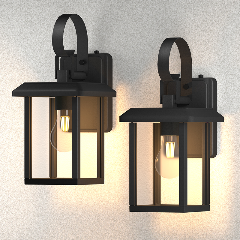 Lustlach Outdoor Wall Light Light Dusk to Dawn Exterior svetlo svietidla s čírym sklom pre verandu predné dvere garáže E26 Wall Mount Vonkajší vonkajší dom Lantern.3000K, 5000K